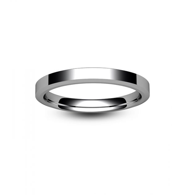 18ct White Gold Chamfered Edge Wedding Ring