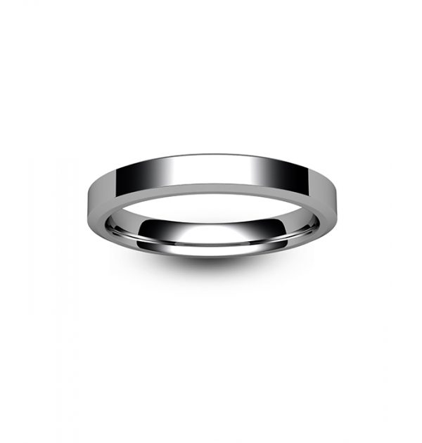 18ct White Gold Chamfered Edge Wedding Ring
