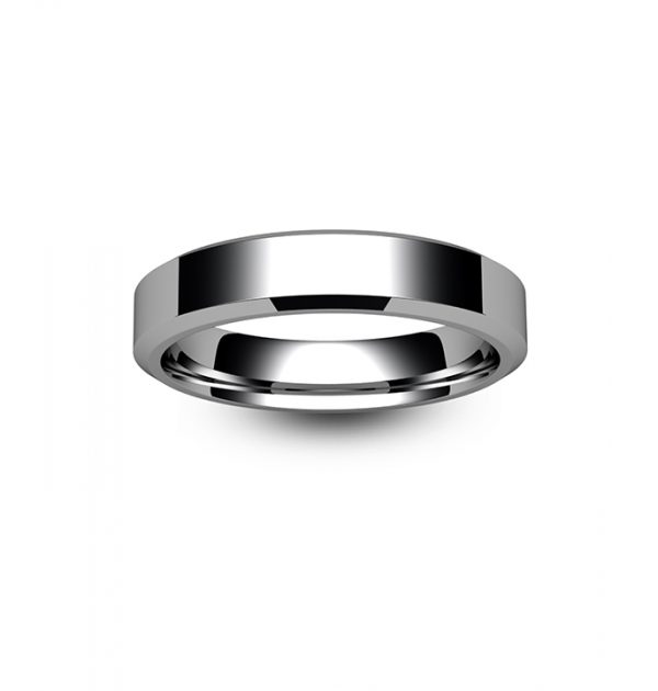18ct White Gold Chamfered Edge Wedding Ring