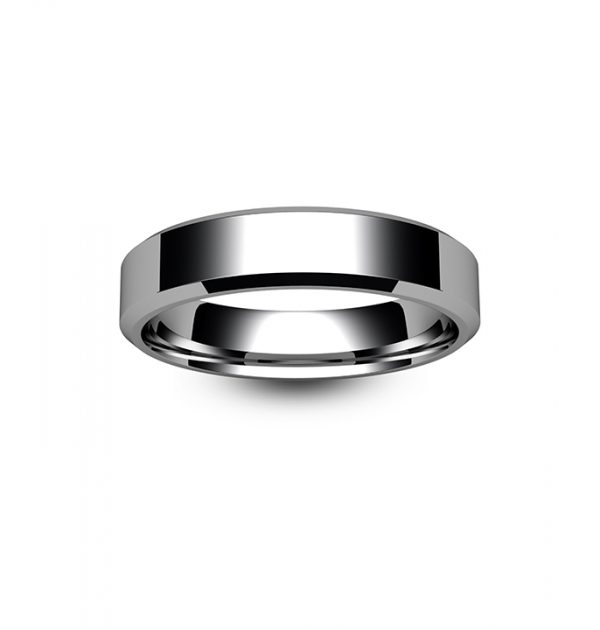 18ct White Gold Chamfered Edge Wedding Ring