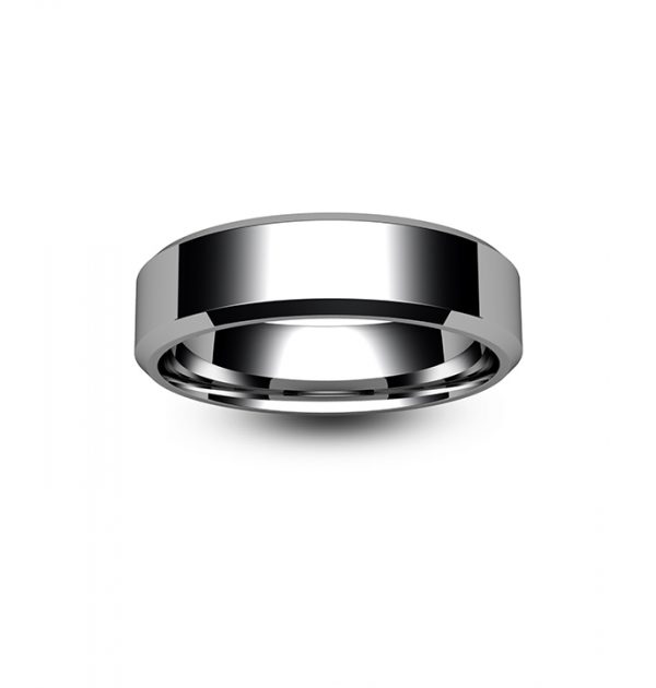 18ct White Gold Chamfered Edge Wedding Ring