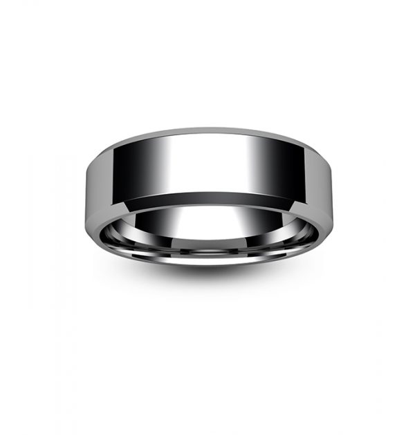 18ct White Gold Chamfered Edge Wedding Ring