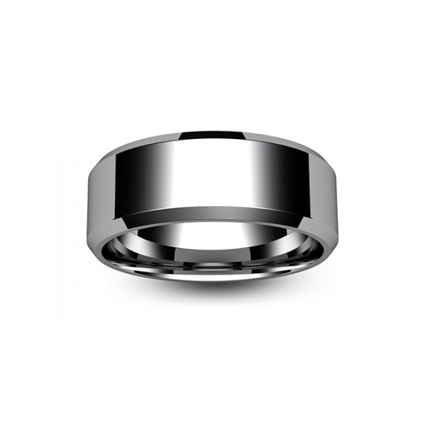 18ct White Gold Chamfered Edge Wedding Ring